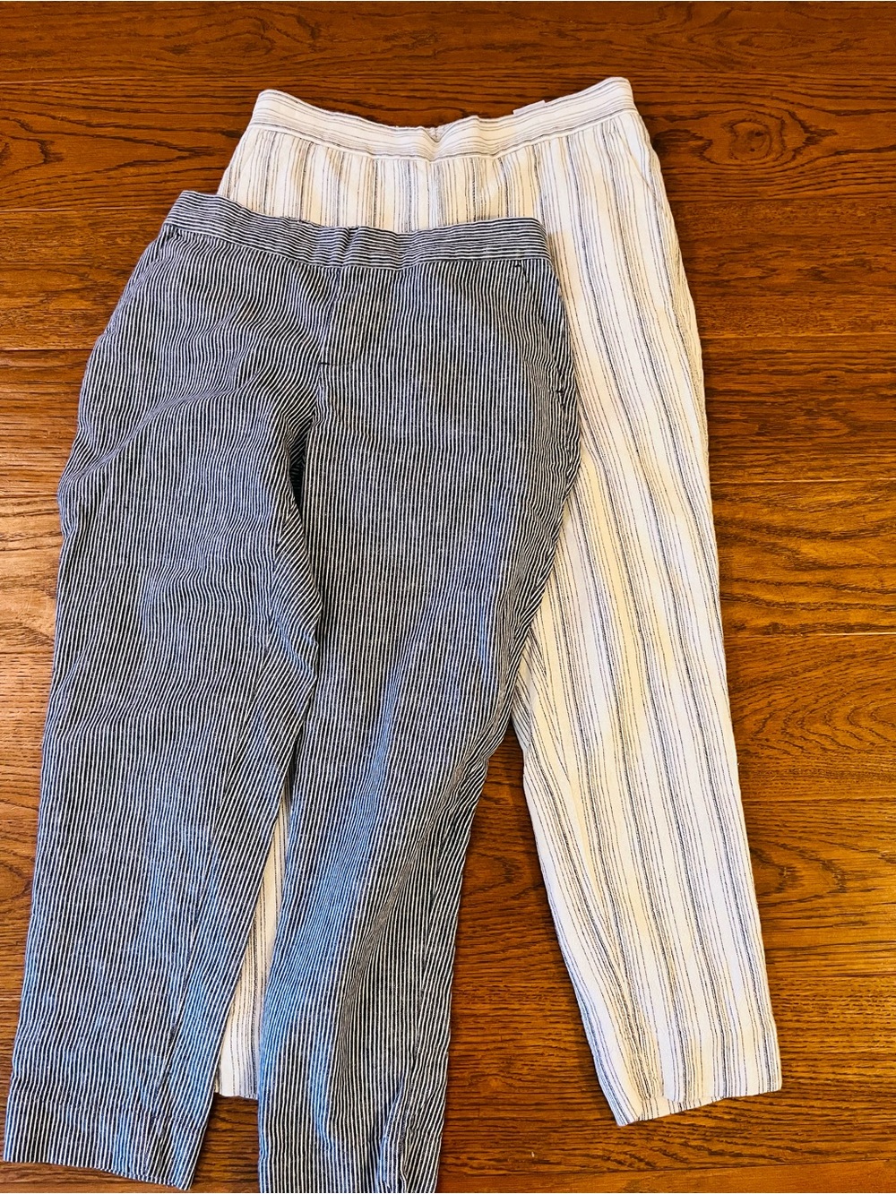 2 pairs Banana Republic Hayden Striped Pull-On Ankle Pants — Navy & White